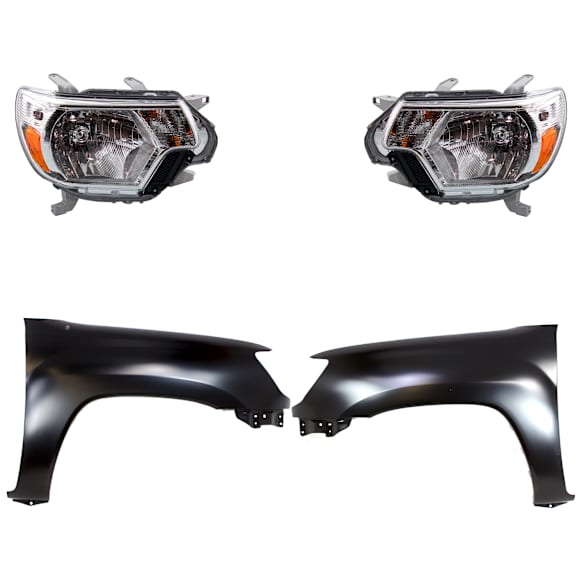 4-Piece Kit Driver and Passenger Side Halogen Headlight, With bulb(s), OE Replacement, CAPA Certified, Includes (2) Fender and (2) Headlight
