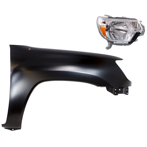 2-Piece Kit Passenger Side Halogen Headlight, With bulb(s), OE Replacement, CAPA Certified, Includes (1) Fender and (1) Headlight