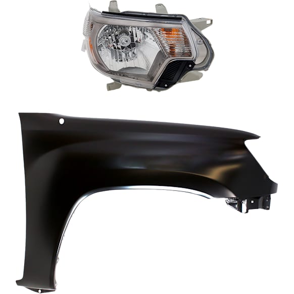2-Piece Kit Passenger Side Halogen Headlight, With bulb(s), RWD, OE Replacement, CAPA Certified, Includes (1) Fender and (1) Headlight