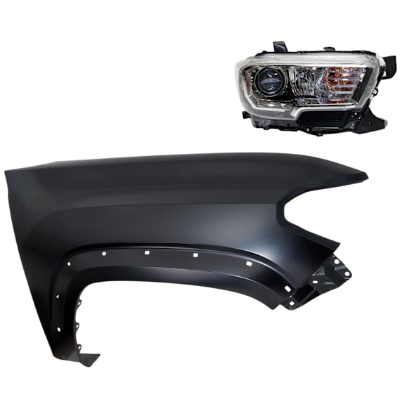 2-Piece Kit Passenger Side Halogen Headlight, With bulb(s), For Models With Wheel Opening Mouldings, OE Replacement, CAPA Certified, Includes (1) Fender and (1) Headlight