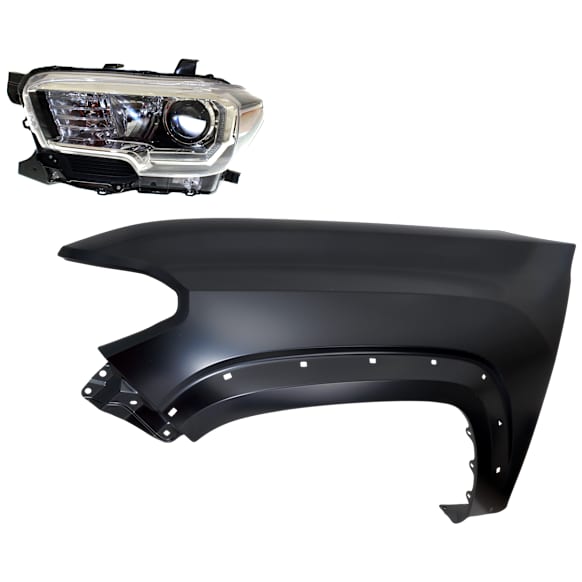 2-Piece Kit Driver Side Halogen Headlight, With bulb(s), OE Replacement, CAPA Certified, Includes (1) Fender and (1) Headlight
