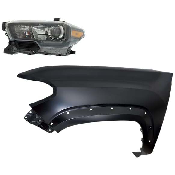 2-Piece Kit Driver Side Halogen Headlight, With bulb(s), For Models With LED Daytime Running Lights and LED Fog Lights, OE Replacement, CAPA Certified, Includes (1) Fender and (1) Headlight