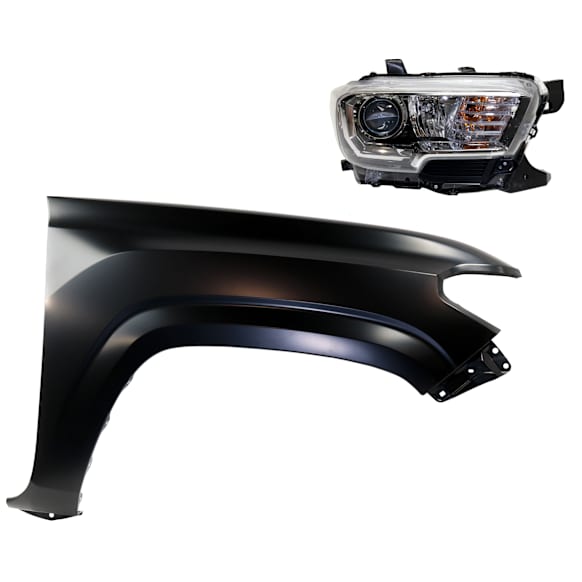 2-Piece Kit Passenger Side Halogen Headlight, With bulb(s), OE Replacement, CAPA Certified, Includes (1) Fender and (1) Headlight