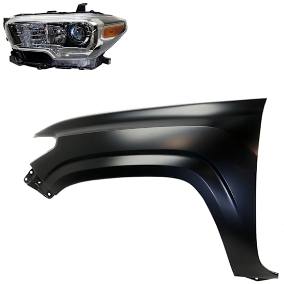 2-Piece Kit, Driver Side Halogen Headlight, With bulb(s), OE Replacement, CAPA Certified, Includes (1) Fender and (1) Headlight