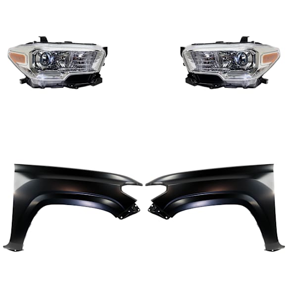 4-Piece Kit Driver and Passenger Side Halogen Headlight, With bulb(s), OE Replacement, CAPA Certified, Includes (2) Fender and (2) Headlight