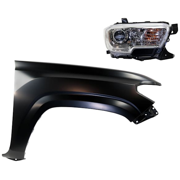 2-Piece Kit Passenger Side Halogen Headlight, With bulb(s), OE Replacement, CAPA Certified, Includes (1) Fender and (1) Headlight