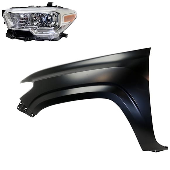 2-Piece Kit Driver Side Halogen Headlight, With bulb(s), OE Replacement, CAPA Certified, Includes (1) Fender and (1) Headlight