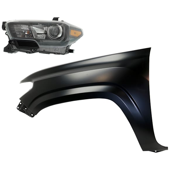 2-Piece Kit Driver Side Halogen Headlight, With bulb(s), For Models With LED Daytime Running Lights and LED Fog Lights, OE Replacement, CAPA Certified, Includes (1) Fender and (1) Headlight