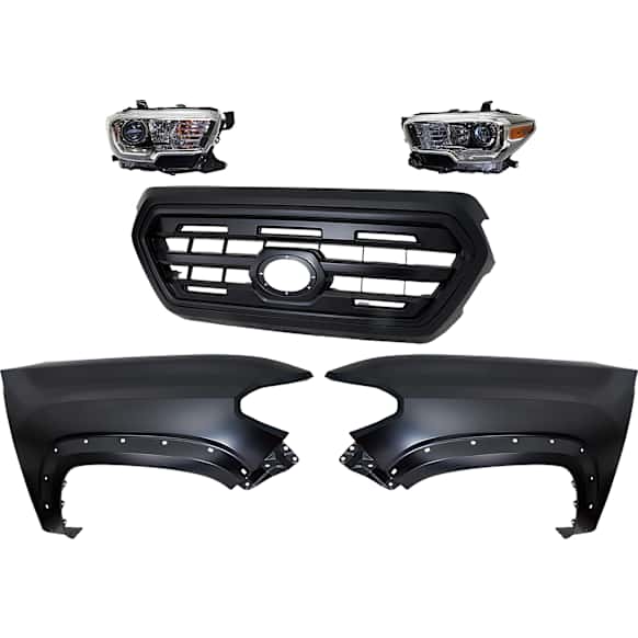 5-Piece Kit, Grille Painted Black, CAPA Certified, Includes (2) Fender, (1) Grille, and (2) Headlight