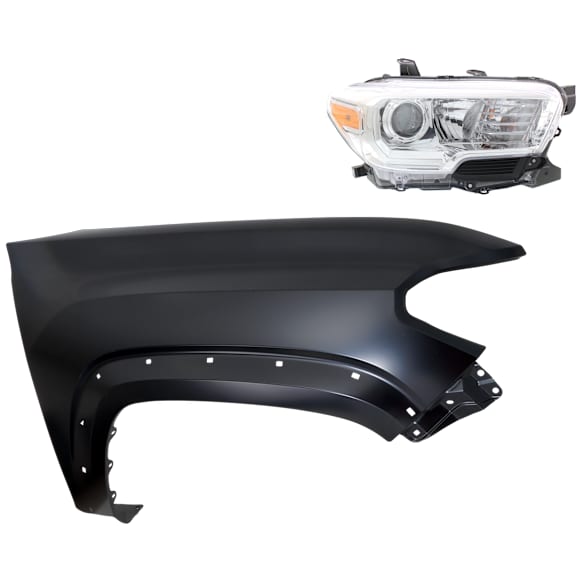 2-Piece Kit Passenger Side Halogen Headlight, With bulb(s), OE Replacement, Includes (1) Fender and (1) Headlight