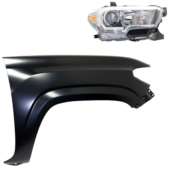 2-Piece Kit Passenger Side Halogen Headlight, With bulb(s), OE Replacement, Includes (1) Fender and (1) Headlight