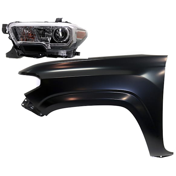 2-Piece Kit Driver Side Halogen Headlight, With bulb(s), OE Replacement, Includes (1) Fender and (1) Headlight