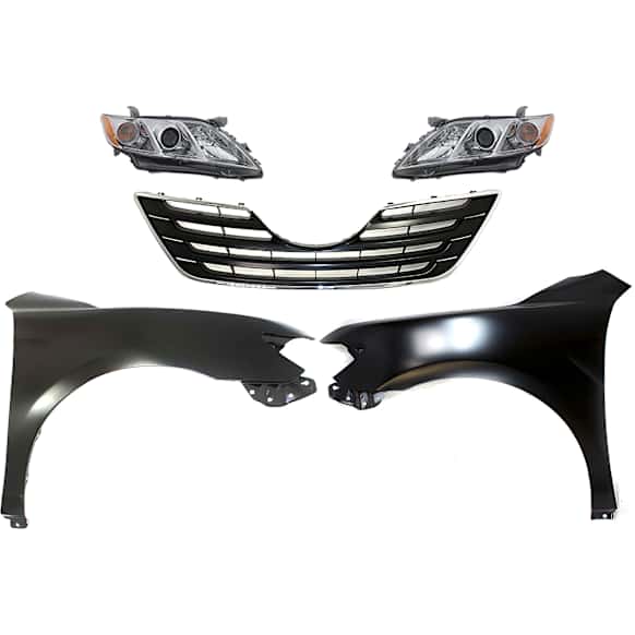 5-Piece Kit Driver and Passenger Side Halogen Headlight, USA Built Vehicle, Includes (2) Fender, (1) Grille Assembly, and (2) Headlight, CAPA Certified