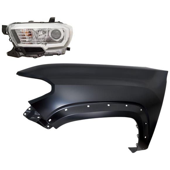 2-Piece Kit Driver Side Halogen Headlight, With bulb(s), OE Replacement, CAPA Certified, Includes (1) Fender and (1) Headlight