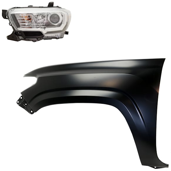 2-Piece Kit Driver Side Halogen Headlight, With bulb(s), OE Replacement, CAPA Certified, Includes (1) Fender and (1) Headlight