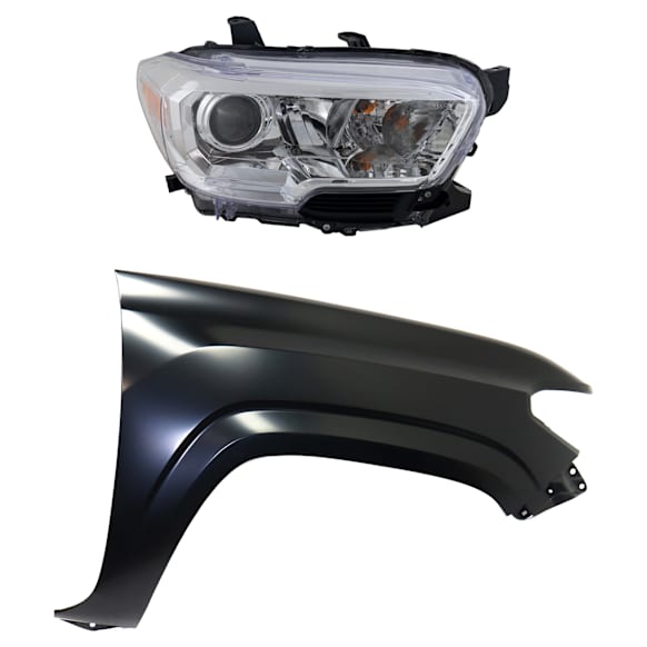 2-Piece Kit Passenger Side Halogen Headlight, With bulb(s), For Models Without LED Daytime Running Lights and Fog Lights, OE Replacement, Includes (1) Fender and (1) Headlight