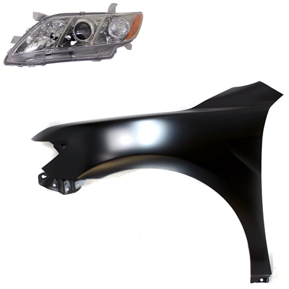 2-Piece Kit Driver Side Halogen Headlight, Without bulb(s), OE Replacement, CAPA Certified, Includes (1) Fender and (1) Headlight