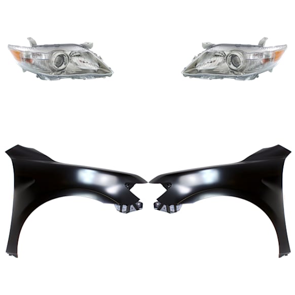 4-Piece Kit Driver and Passenger Side Halogen Headlight, With bulb(s), USA Built Vehicle, OE Replacement, Includes (2) Fender and (2) Headlight