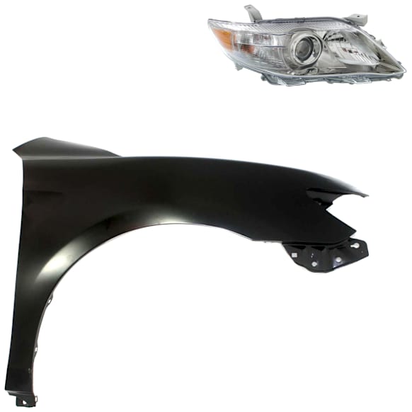 2-Piece Kit Passenger Side Halogen Headlight, With bulb(s), USA Built Vehicle, OE Replacement, Includes (1) Fender and (1) Headlight