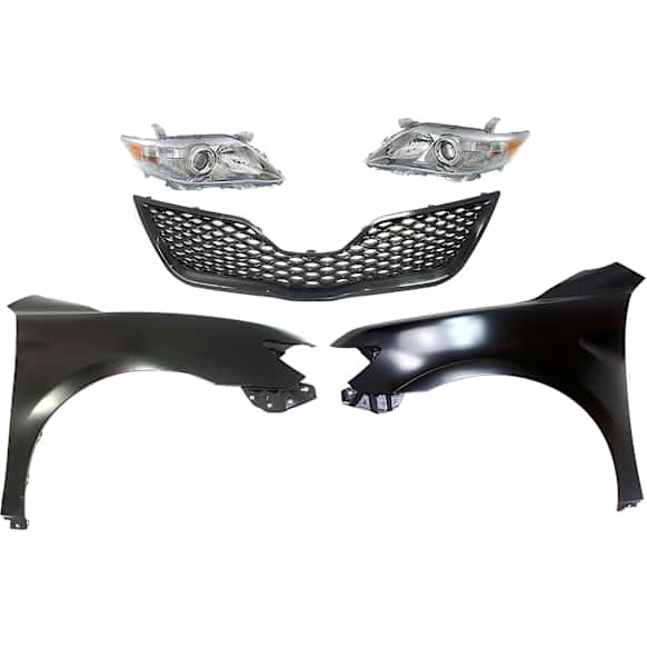 5-Piece Kit Driver and Passenger Side Halogen Headlight, USA Built Vehicle, Includes (2) Fender, (1) Grille Assembly, and (2) Headlight