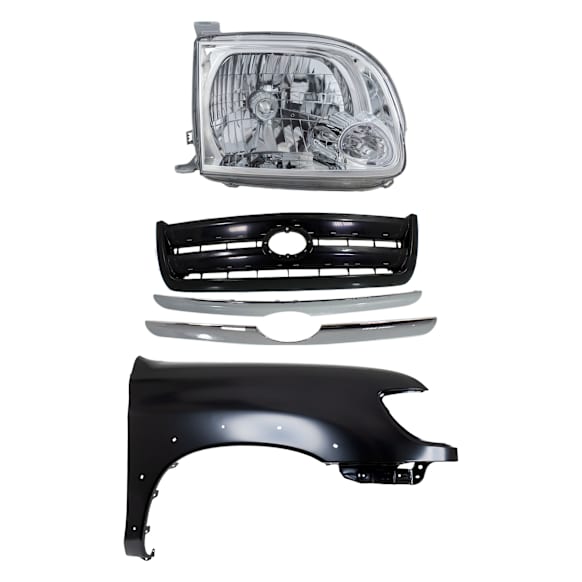 3-Piece Kit Passenger Side Halogen Headlight, With bulb(s), Extended Cab Pickup (Access Cab), Includes (1) Fender, (1) Grille Assembly, and (1) Headlight
