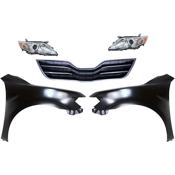 5-Piece Kit Driver and Passenger Side Halogen Headlight, USA Built Vehicle, Includes (2) Fender, (1) Grille Assembly, and (2) Headlight