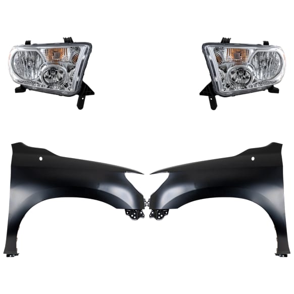 4-Piece Kit Driver and Passenger Side Halogen Headlight, With bulb(s), OE Replacement, Includes (2) Fender and (2) Headlight