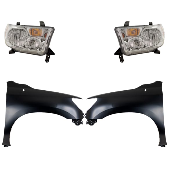 4-Piece Kit Driver and Passenger Side Halogen Headlight, With bulb(s), OE Replacement, CAPA Certified, Includes (2) Fender and (2) Headlight