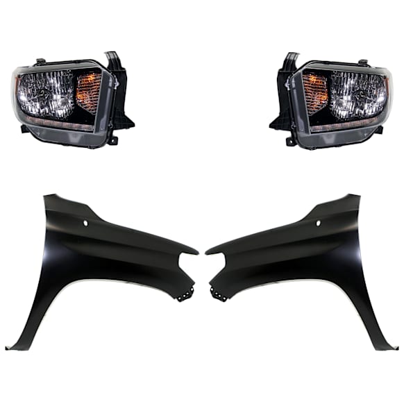 4-Piece Kit Driver and Passenger Side Halogen Headlight, With bulb(s), OE Replacement, Includes (2) Fender and (2) Headlight