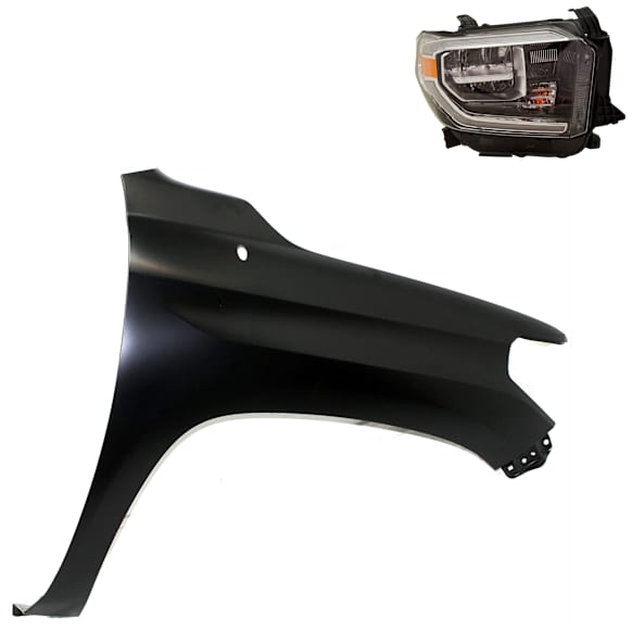 2-Piece Kit Passenger Side LED Headlight, With bulb(s), OE Replacement, Includes (1) Fender and (1) Headlight