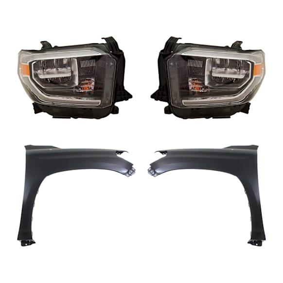 4-Piece Kit, Front, Driver and Passenger Side Fender, CAPA Certified, Includes (2) Fender and (2) Headlight