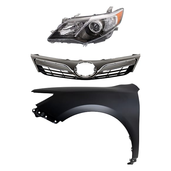 3-Piece Kit Driver Side HID/Xenon Headlight, LE/XLE Models, Without bulb(s), Includes (1) Fender, (1) Grille Assembly, and (1) Headlight