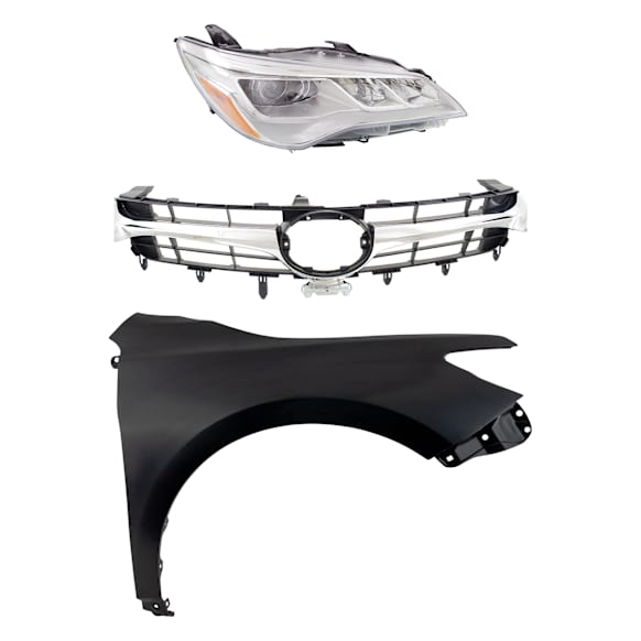 3-Piece Kit Passenger Side LED Headlight, For Models Without Pre-Collision System, Includes (1) Fender, (1) Grille Assembly, and (1) Headlight
