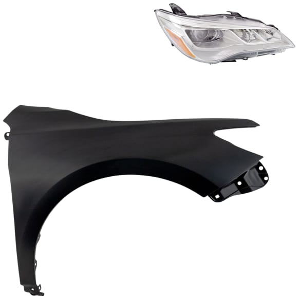 2-Piece Kit Passenger Side LED Headlight, With bulb(s), OE Replacement, Includes (1) Fender and (1) Headlight