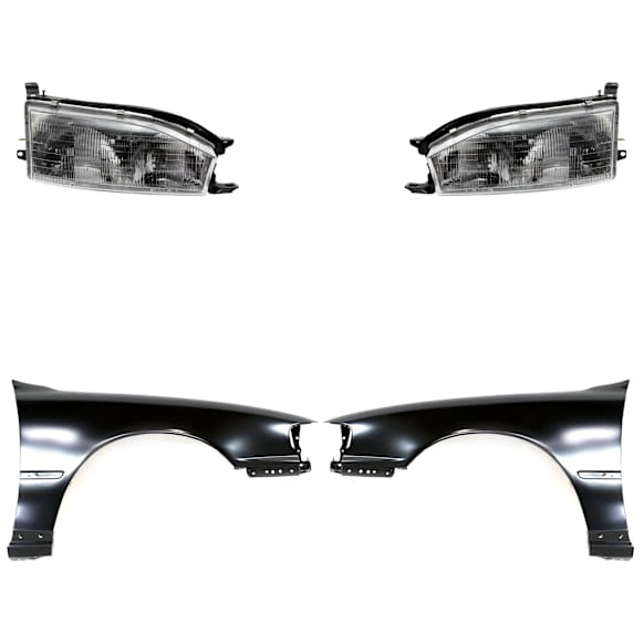 4-Piece Kit Driver and Passenger Side Halogen Headlight, With bulb(s), USA Built Vehicle, OE Replacement, Includes (2) Fender and (2) Headlight