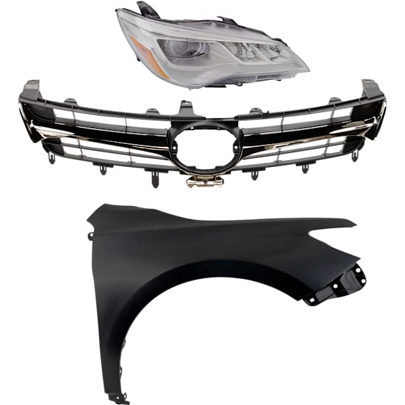 3-Piece Kit Passenger Side LED Headlight, For Models With Pre-Collision System, Includes (1) Fender, (1) Grille Assembly, and (1) Headlight