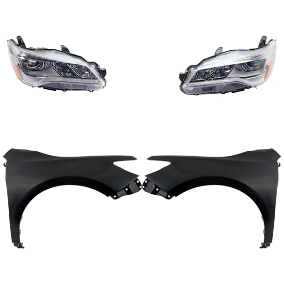 4-Piece Kit Driver and Passenger Side LED Headlight, With bulb(s), OE Replacement, CAPA Certified, Includes (2) Fender and (2) Headlight