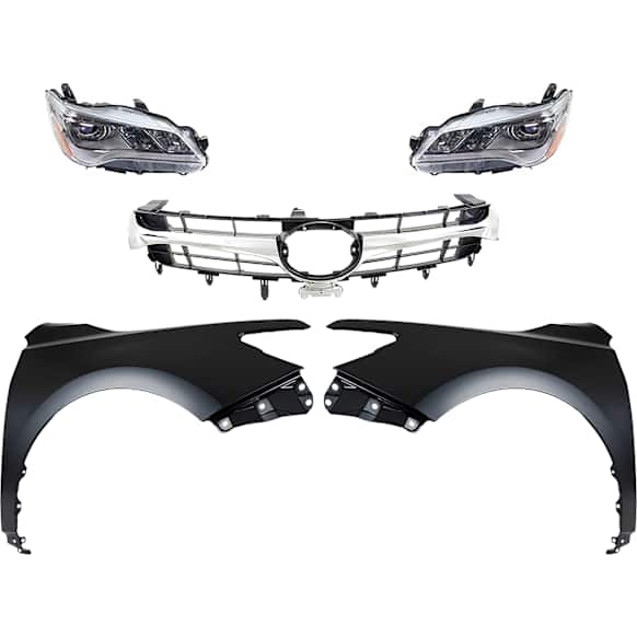 5-Piece Kit Driver and Passenger Side LED Headlight, For Models Without Pre-Collision System, Includes (2) Fender, (1) Grille Assembly, and (2) Headlight, CAPA Certified