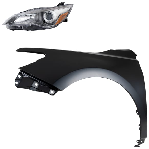 2-Piece Kit Halogen Headlights, With bulb(s), Includes (1) Fender and (1) Headlight, CAPA Certified