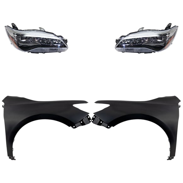 4-Piece Kit Driver and Passenger Side LED Headlight, With bulb(s), OE Replacement, CAPA Certified, Includes (2) Fender and (2) Headlight