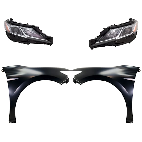 4-Piece Kit, Driver and Passenger Side LED Headlight, With bulb(s), OE Replacement, Includes (2) Fender and (2) Headlight