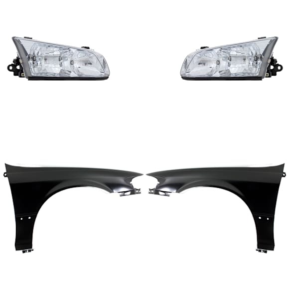 4-Piece Kit Driver and Passenger Side Halogen Headlight, With bulb(s), OE Replacement, CAPA Certified, Includes (2) Fender and (2) Headlight