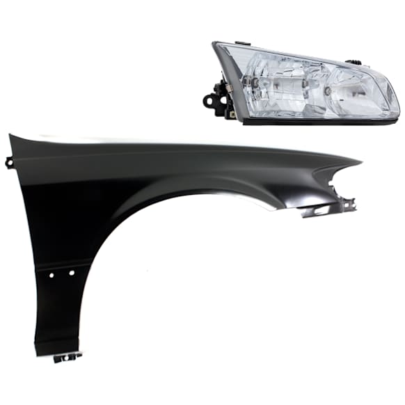 2-Piece Kit Passenger Side Halogen Headlight, With bulb(s), OE Replacement, CAPA Certified, Includes (1) Fender and (1) Headlight