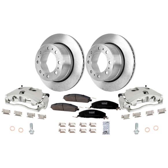 2-Wheel Set Rear, Driver and Passenger Side Brake Kit With Calipers, Plain Surface 357.89 mm, Includes (2) Brake Caliper, (2) Brake Disc and (1) Brake Pad Set