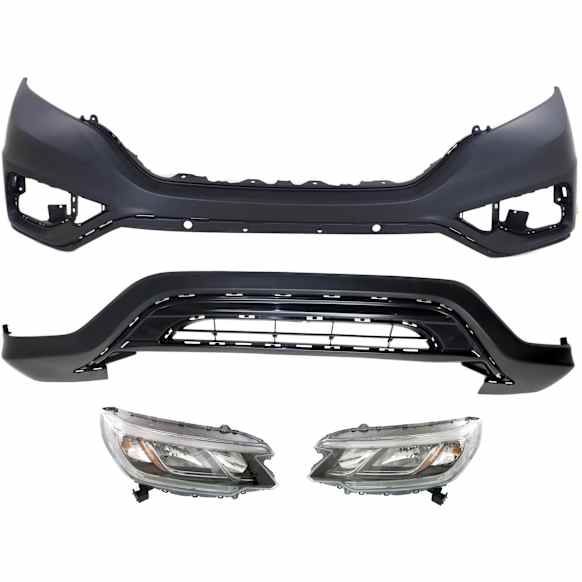 2016 Honda CR-V - 4-Piece Kit Driver and Passenger Side Halogen Headlight, With bulb(s), OE Replacement, Sport Utility,  Includes (2) Bumper Cover and (2) Headlight