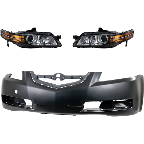 3-Piece Kit Driver and Passenger Side Headlight, Includes (2) Headlight and (1) Bumper Cover
