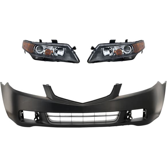 3-Piece Kit Driver and Passenger Side Headlight, Includes (2) Headlight and (1) Bumper Cover
