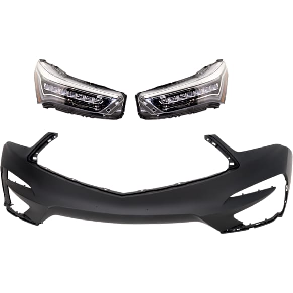 3-Piece Kit Driver and Passenger Side Headlight, Includes (2) Headlight and (1) Bumper Cover