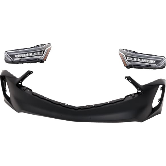 3-Piece Kit Driver and Passenger Side Headlight, Includes (2) Headlight and (1) Bumper Cover