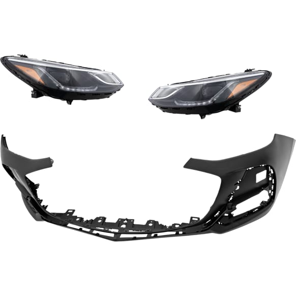 3-Piece Kit Driver and Passenger Side Headlight, Includes (2) Headlight and (1) Bumper Cover